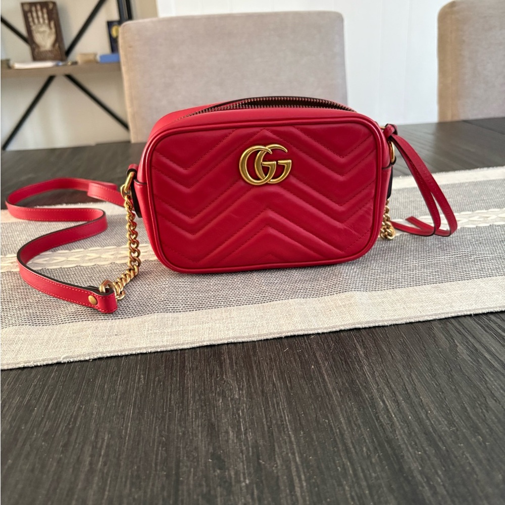 Gucci Red Chevron Crossbody Bag
